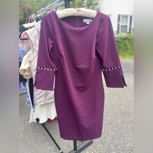 Purple Calvin Klein Dress with Pearls